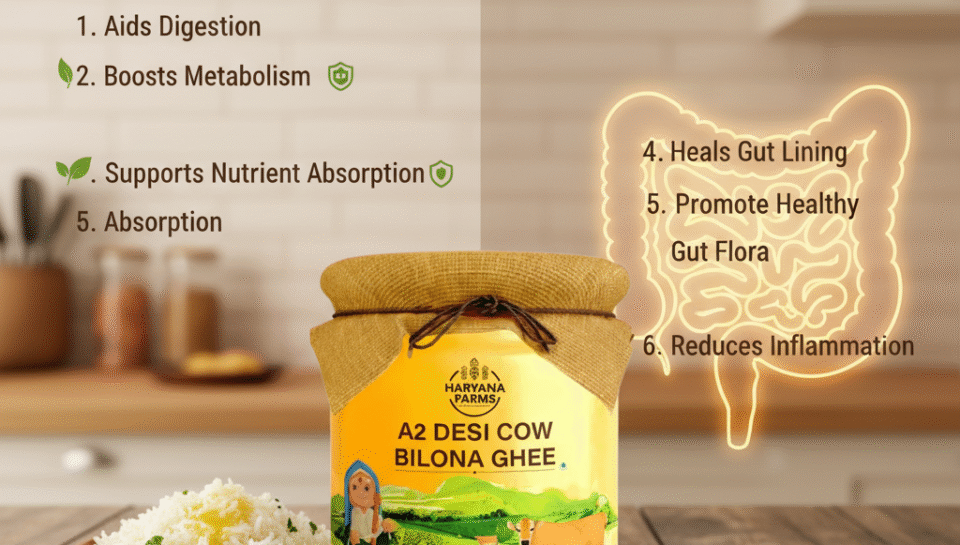 Haryana farms A2 Desi Cow Ghee Benefits for Gut Health