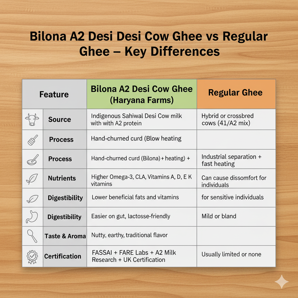 Bilona A2 Desi Cow Ghee vs Regular Ghee